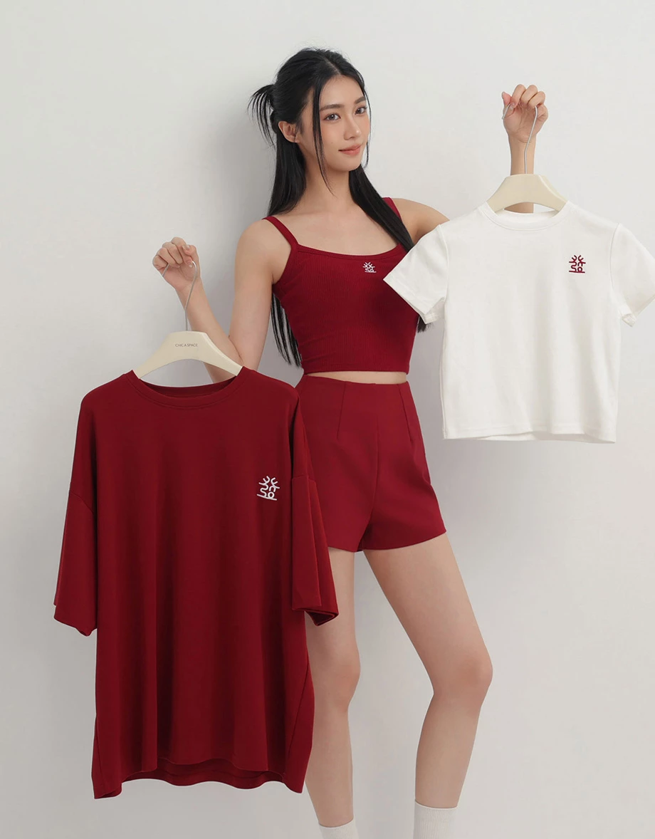 CNY CHEONGSAM QIPAO TOP Padded Bra Top Blesses Lucky Character Ribbed Camisole CNY CHEONGSAM QIPAO TOP Padded Bra Top Blesses Lucky Character Ribbed Camisole