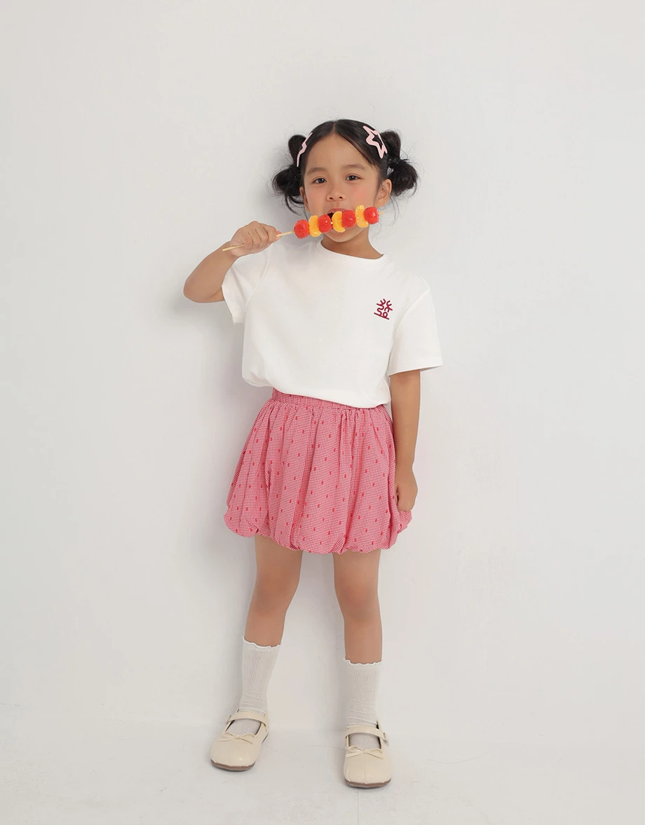 CNY CHEONGSAM QIPAO TOP Blesses Lucky Character Round Neck Short Sleeve T-Shirt (Kids) CNY CHEONGSAM QIPAO TOP Blesses Lucky Character Round Neck Short Sleeve T-Shirt (Kids)