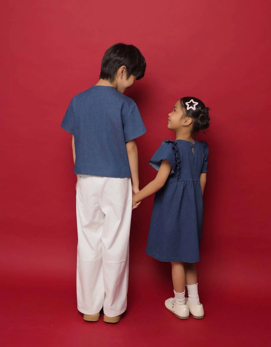 Denim Family CNY Boys Mandarin SHIRT Chinese Style TOP Jeans Short Sleeve (Kids Boys Matching Item for Cheongsam Qipao Collection ) Denim Family CNY Boys Mandarin SHIRT Chinese Style TOP Jeans Short Sleeve (Kids Boys Matching Item for Cheongsam Qipao Collection )