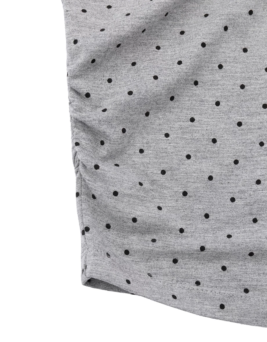Polka Dot Mock Neck Side Ruched Crop Top Polka Dot Mock Neck Side Ruched Crop Top