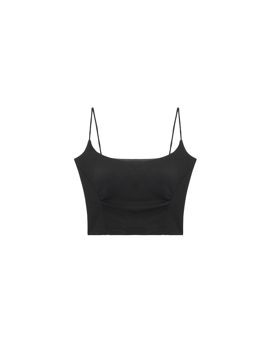 AIRY HOURGLASS Fitted Spaghetti Strap Scoop Neck Ruched Bust Padded Bra Top AIRY HOURGLASS Fitted Spaghetti Strap Scoop Neck Ruched Bust Padded Bra Top