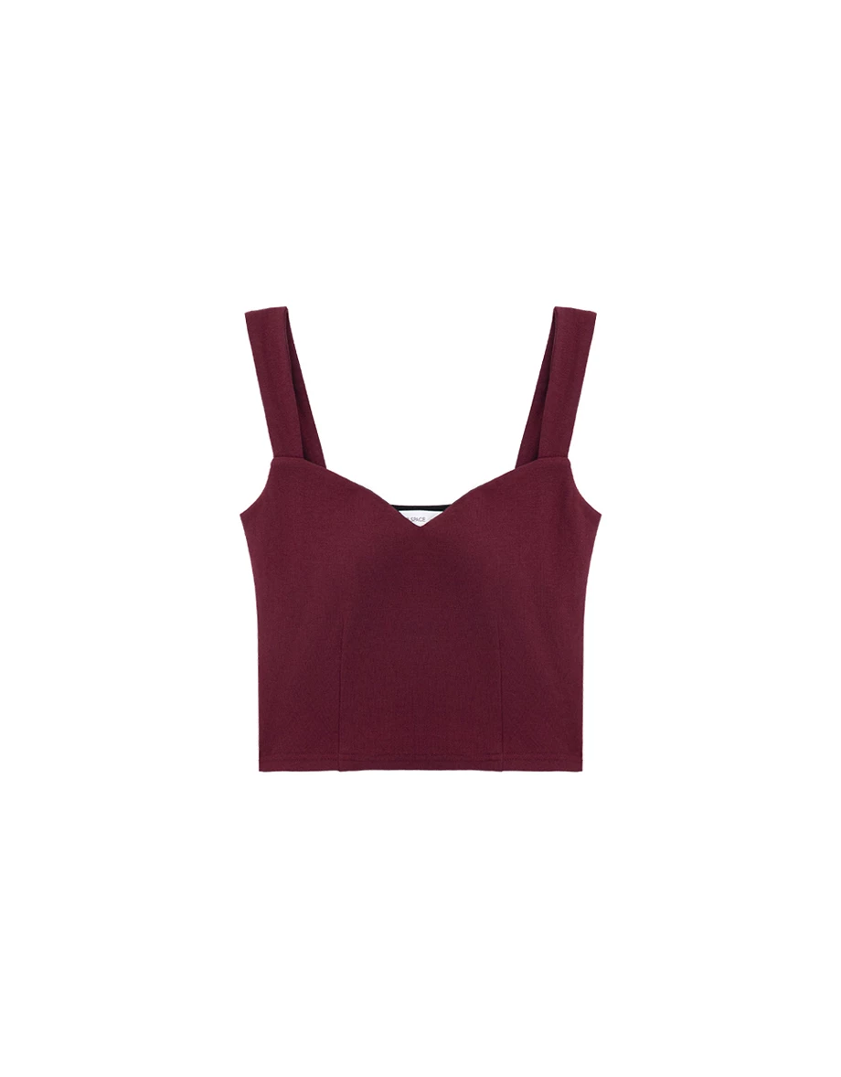 【Heat Tech】Sweetheart Neck Wide Strap Crop Padded Bra Top