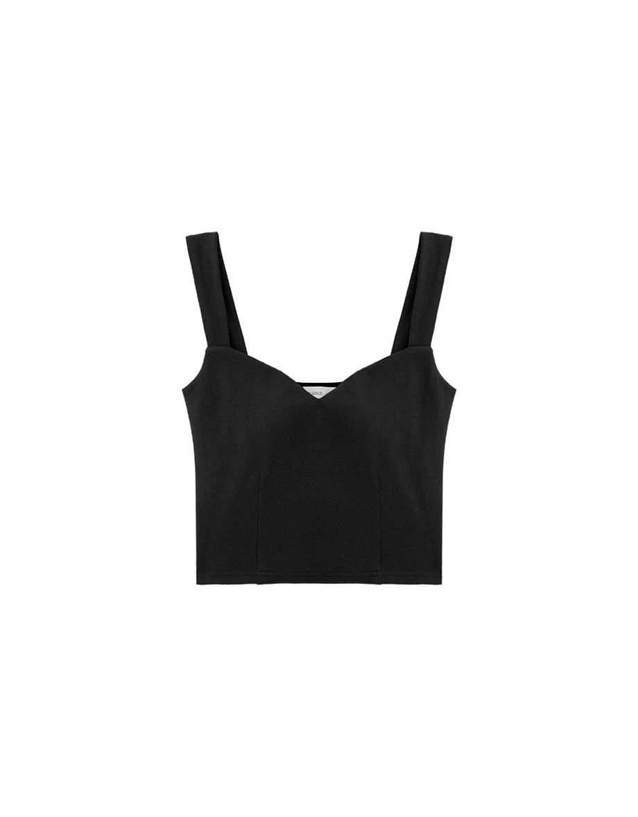 【Heat Tech】Sweetheart Neck Wide Strap Crop Padded Bra Top