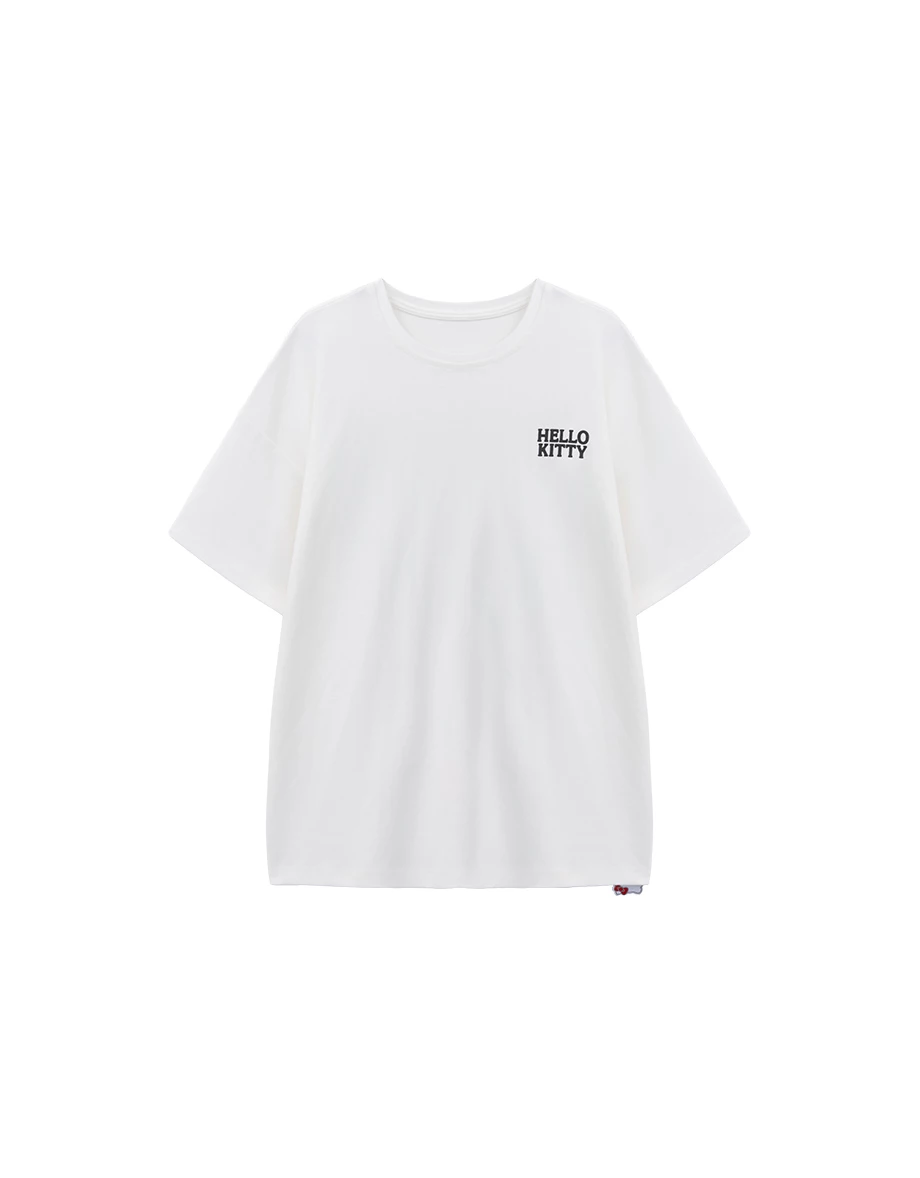 【Hello Kitty】美背印花圓領短袖寬版TEE