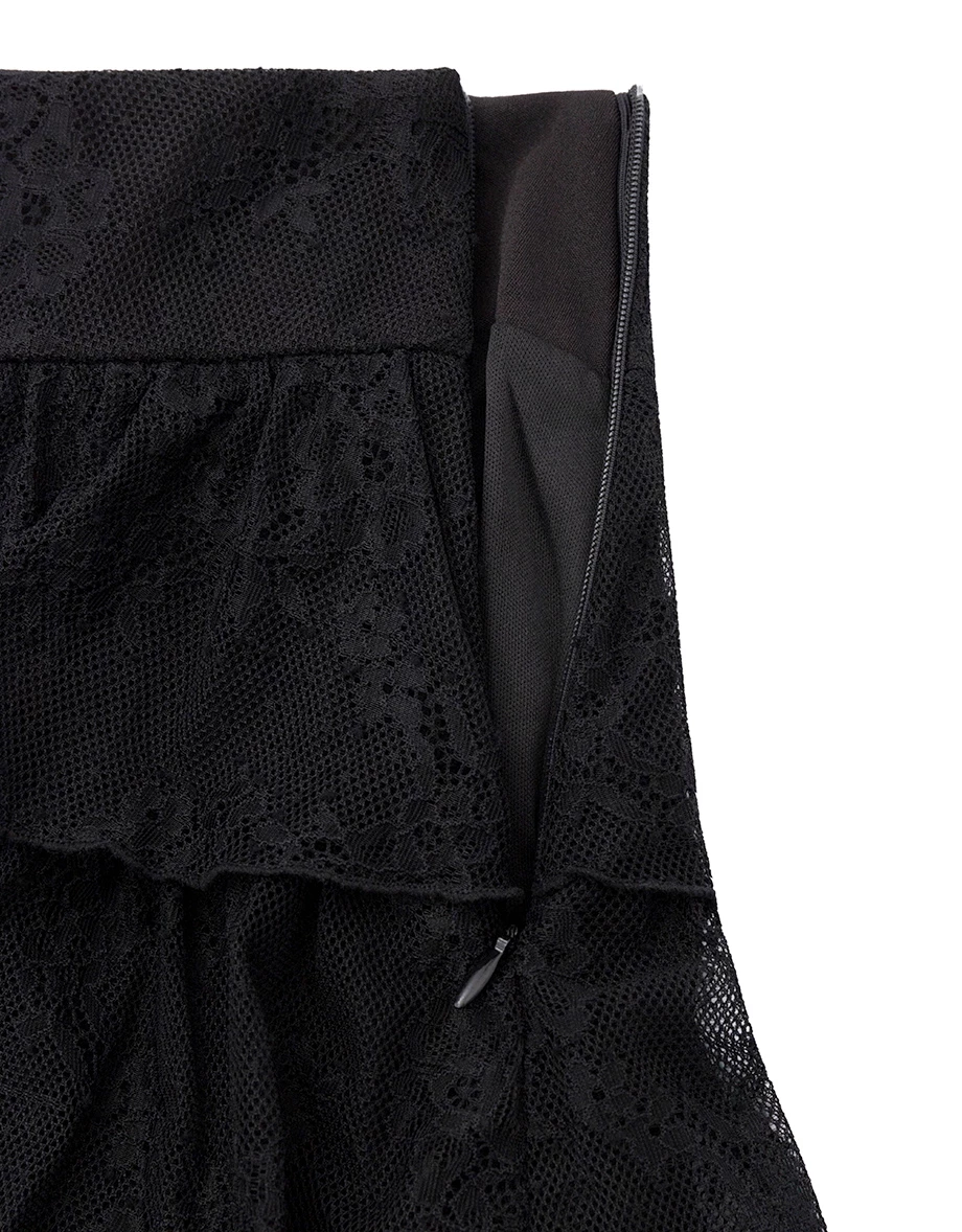 Floral Lace Tiered Ruffle Mini Skirt Floral Lace Tiered Ruffle Mini Skirt