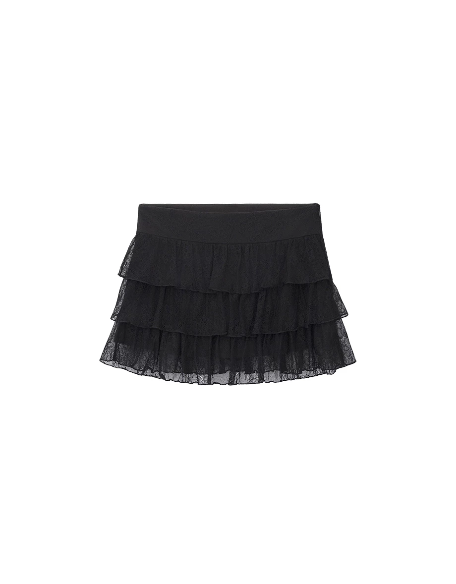 Floral Lace Tiered Ruffle Mini Skirt Floral Lace Tiered Ruffle Mini Skirt