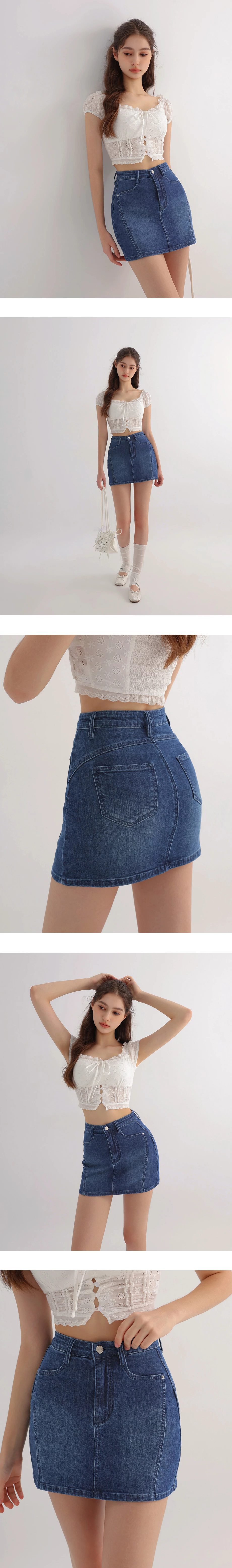 【Den!m LITE】High Waist Sculpting Jeans Denim A Line Mini Skirt 【Den!m LITE】High Waist Sculpting Jeans Denim A Line Mini Skirt