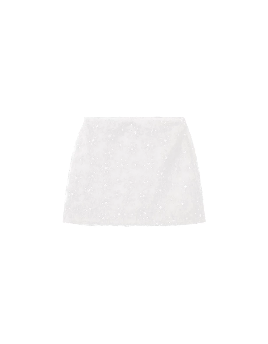 Sequin Floral Embellished A Line Mini Skirt