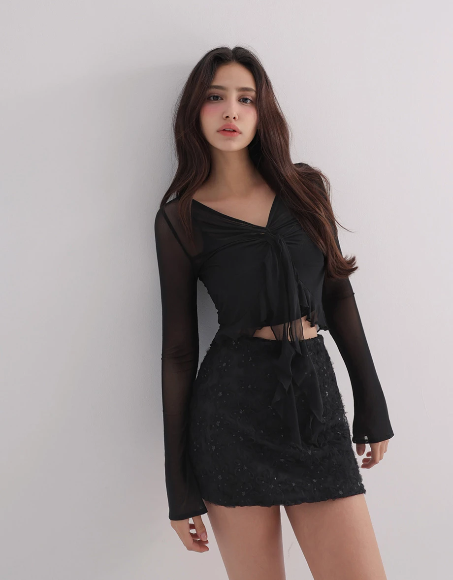 Sequin Floral Embellished A Line Mini Skirt Sequin Floral Embellished A Line Mini Skirt