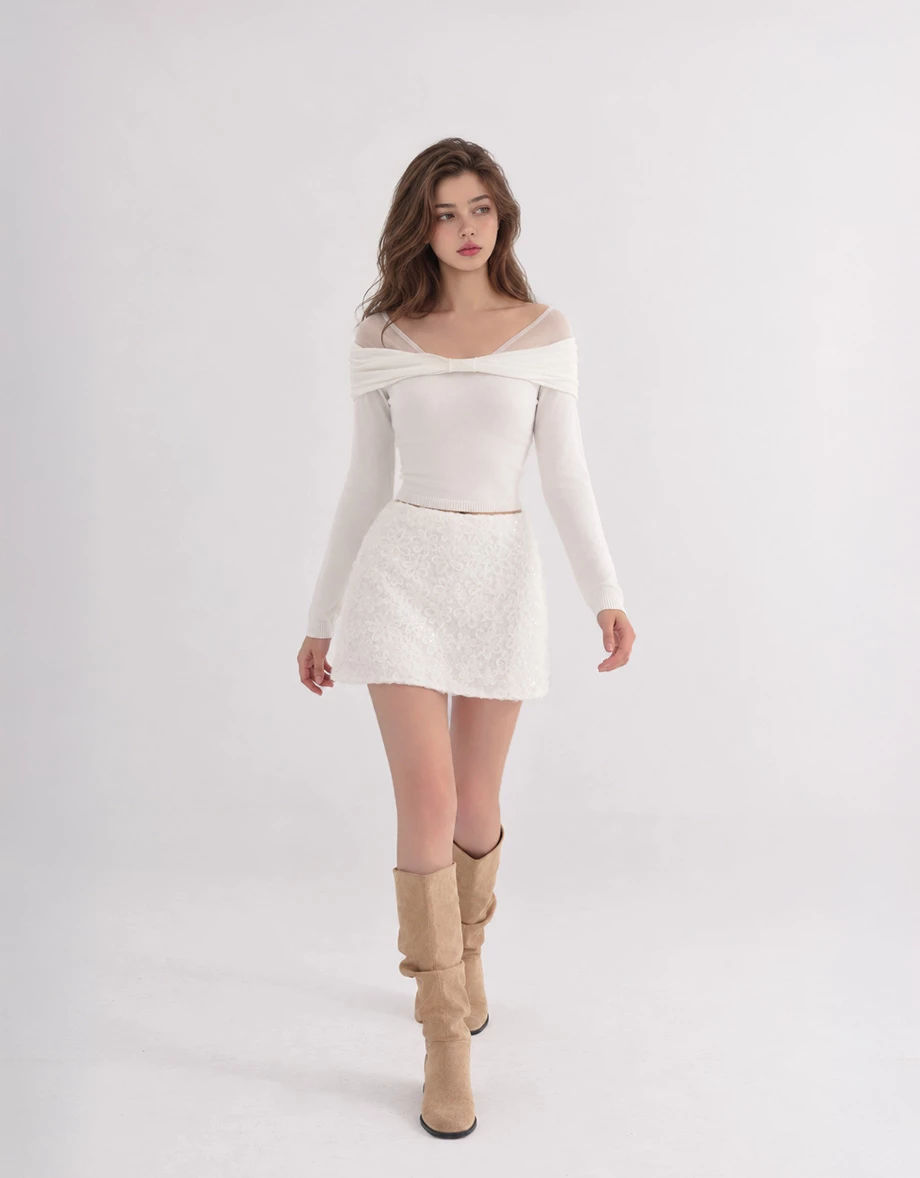Sequin Floral Embellished A Line Mini Skirt Sequin Floral Embellished A Line Mini Skirt