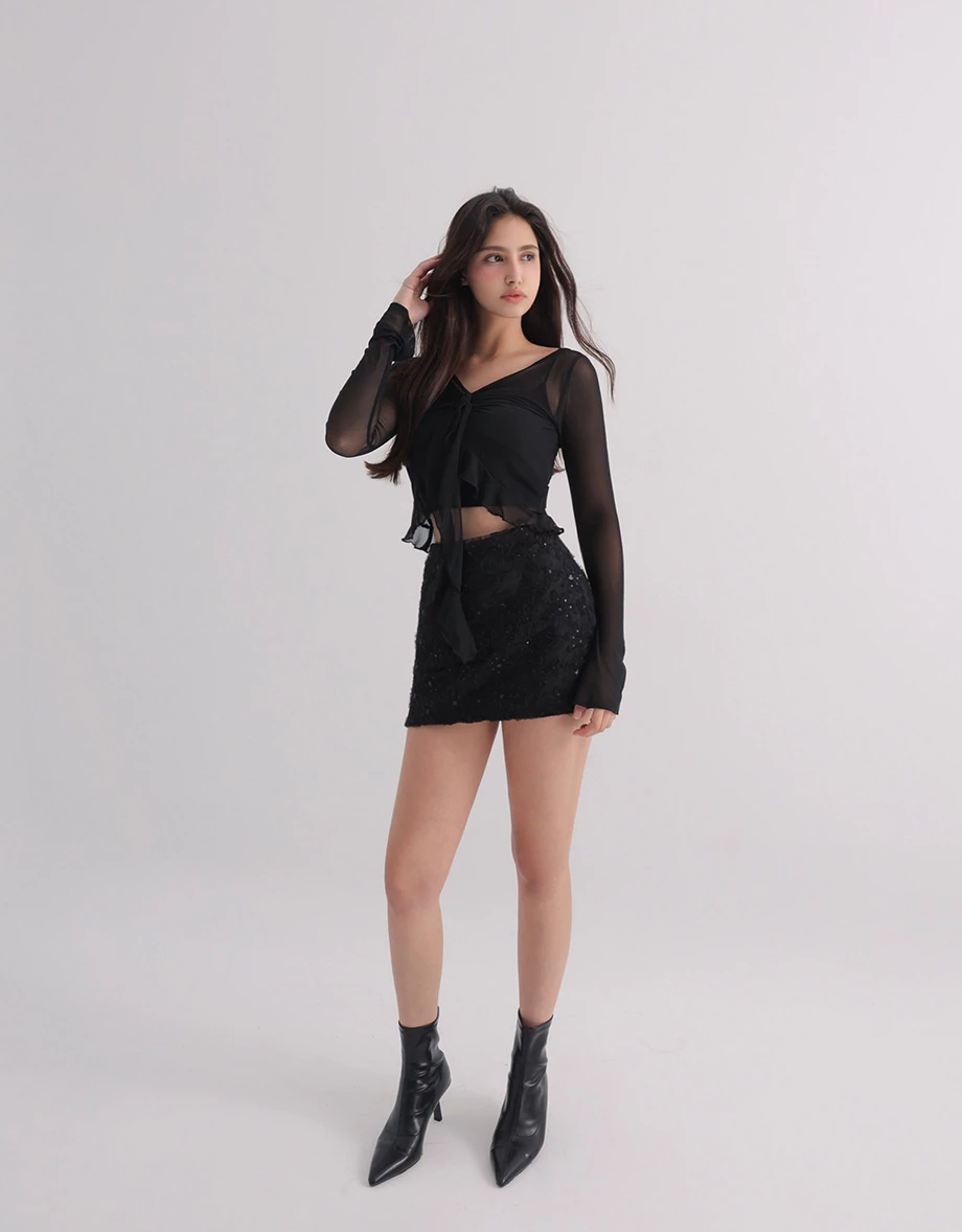 Sequin Floral Embellished A Line Mini Skirt Sequin Floral Embellished A Line Mini Skirt