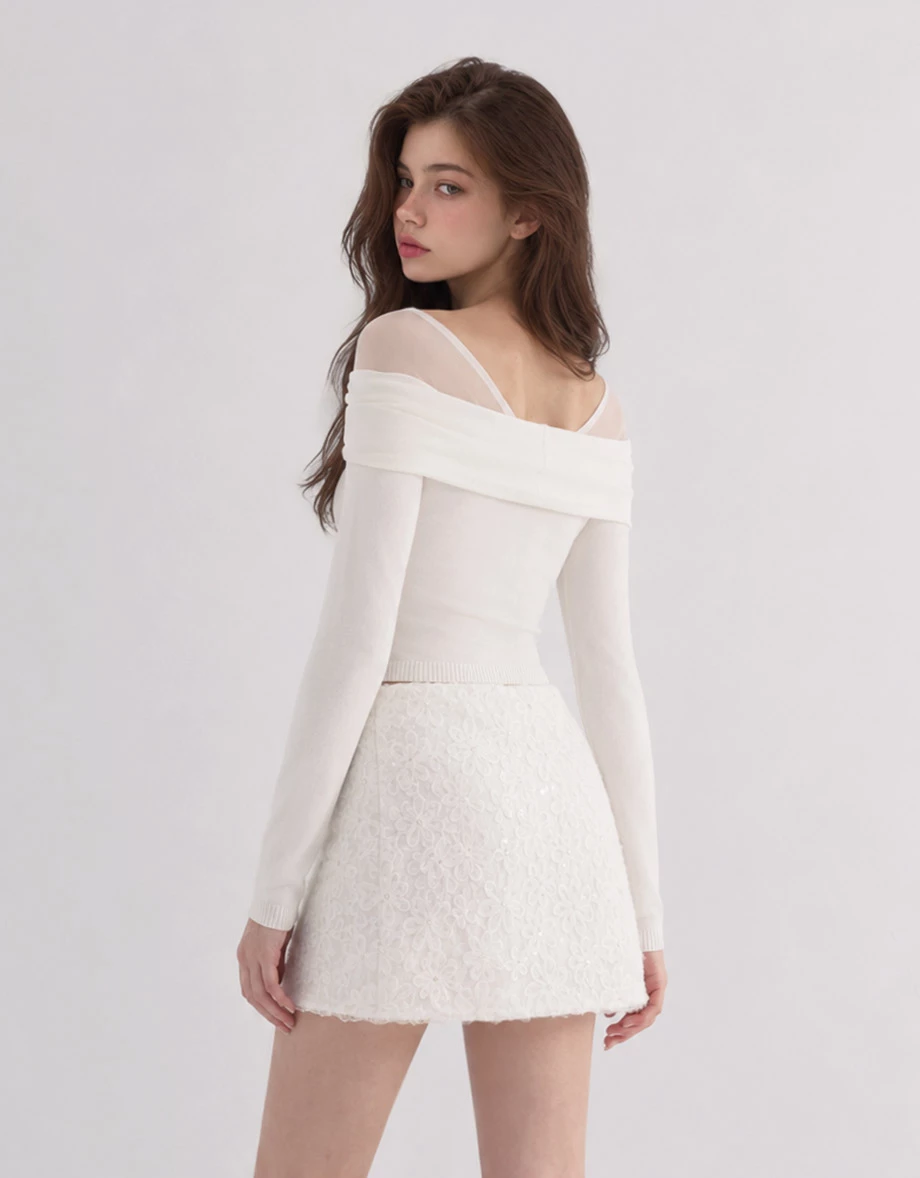 Sequin Floral Embellished A Line Mini Skirt Sequin Floral Embellished A Line Mini Skirt