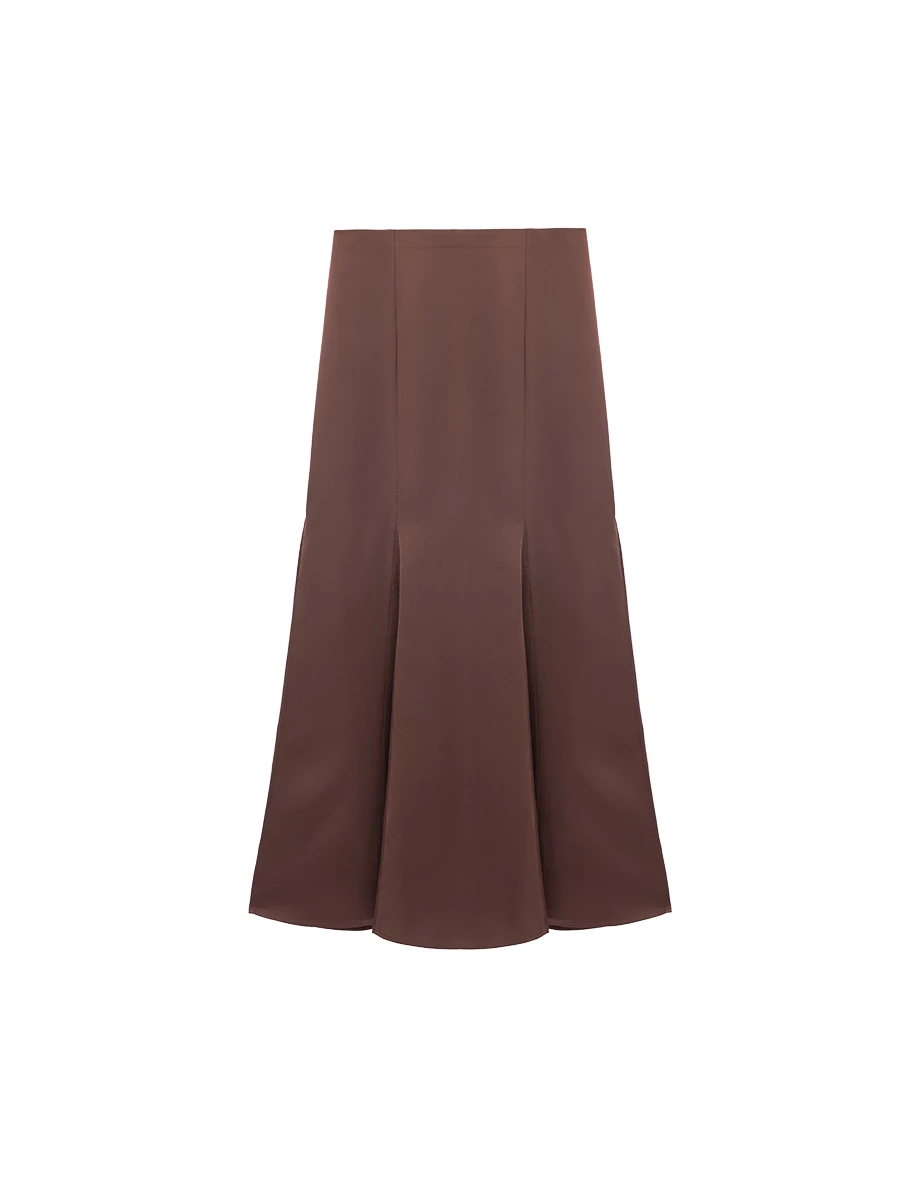 Satin Panelled Mermaid Flare High Waist Maxi Skirt