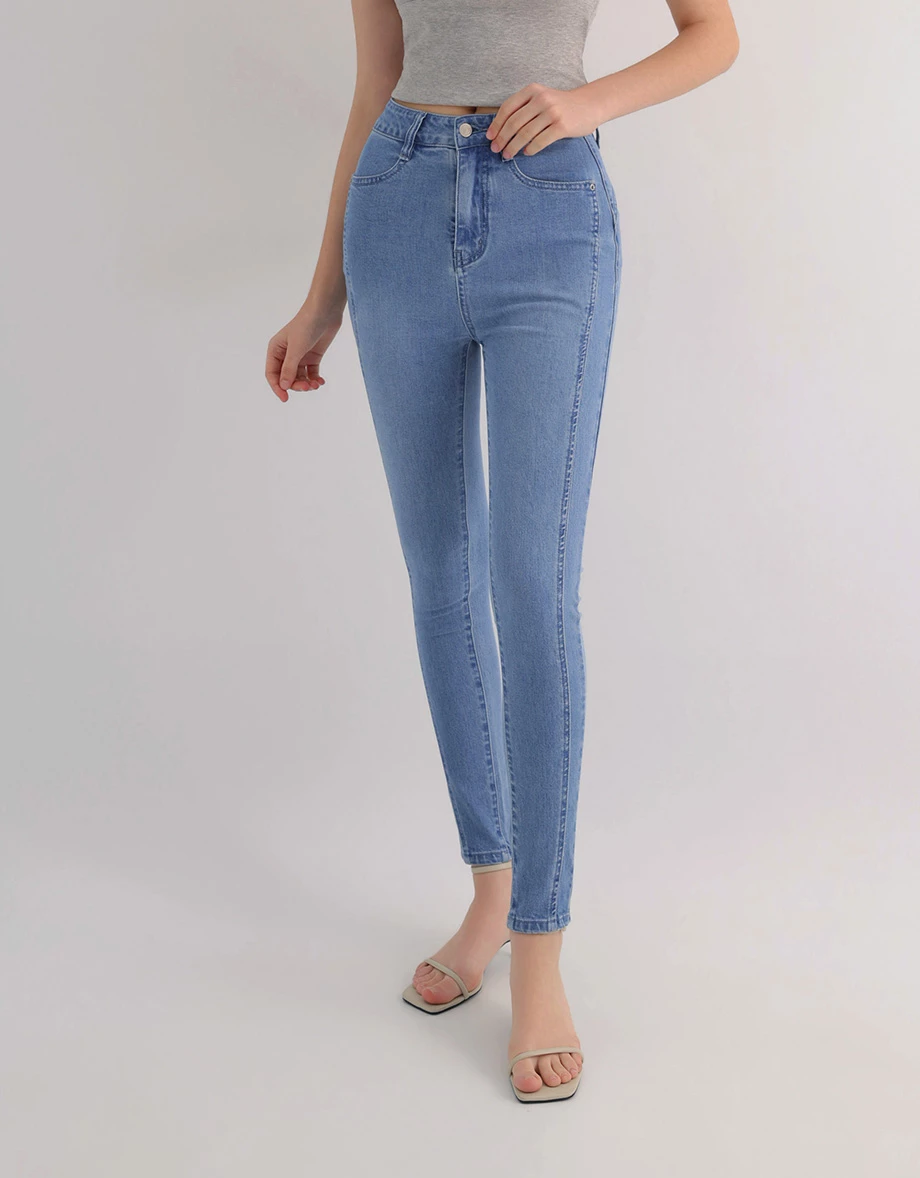 【Den!m LITE】High Waist Sculpting V Back Skinny Jeans Denim Flare Pants
