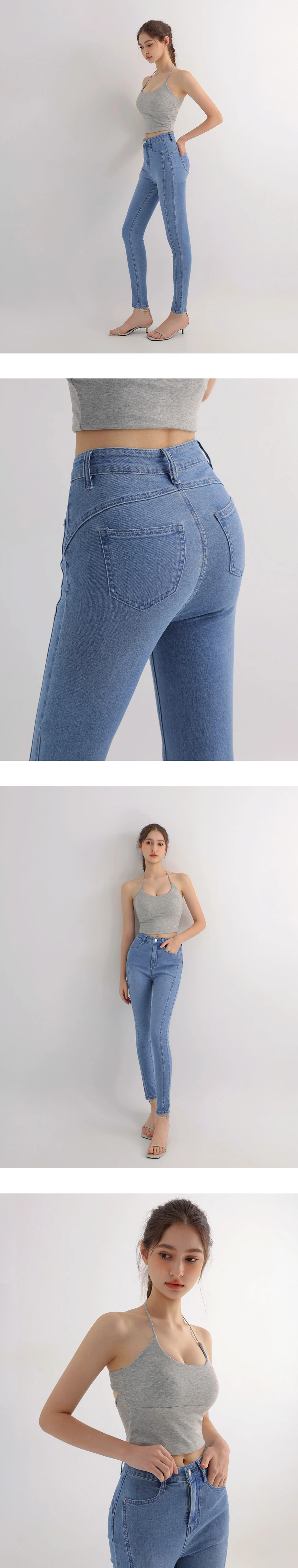 【Den!m LITE】High Waist Sculpting V Back Skinny Jeans Denim Flare Pants 【Den!m LITE】High Waist Sculpting V Back Skinny Jeans Denim Flare Pants
