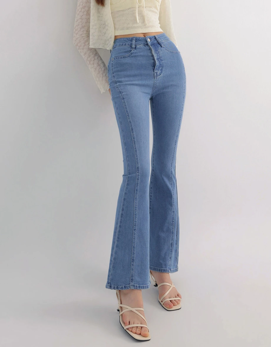 【Den!m LITE】High Waist Sculpting Contour Skinny Jeans Denim Flare Pants 【Den!m LITE】High Waist Sculpting Contour Skinny Jeans Denim Flare Pants