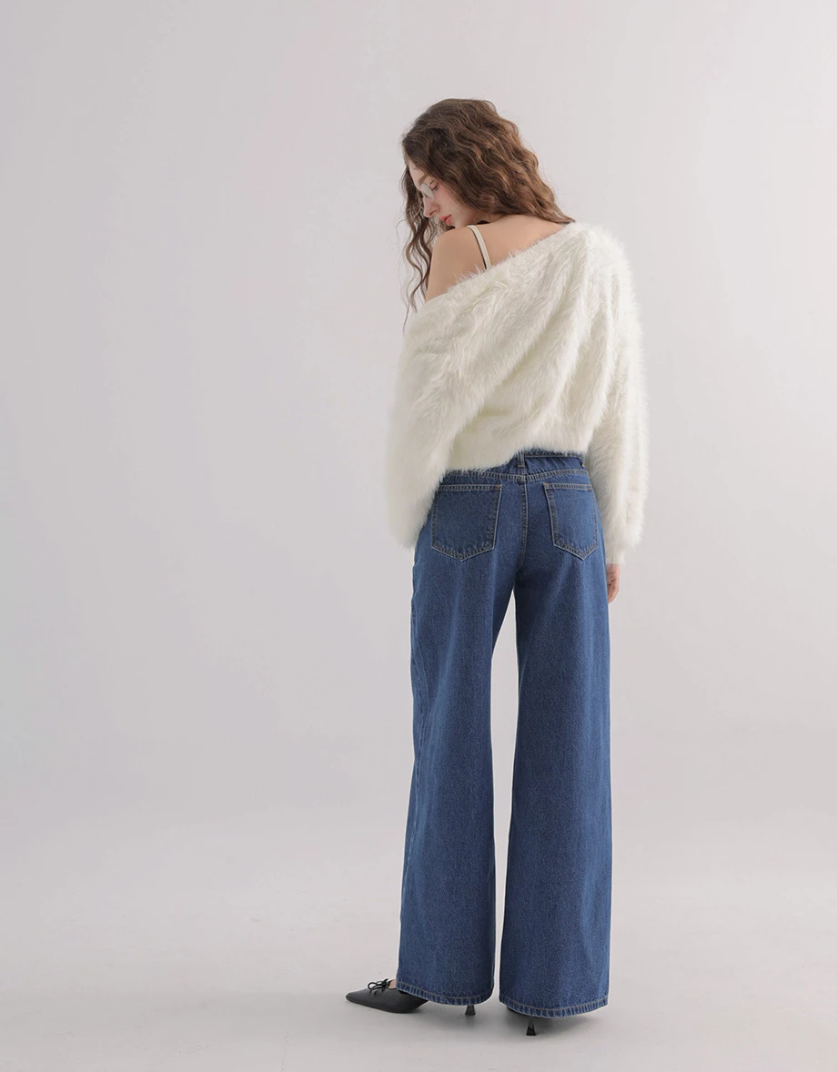Low Waist Foldover Jeans Denim Wide Leg Pants Low Waist Foldover Jeans Denim Wide Leg Pants