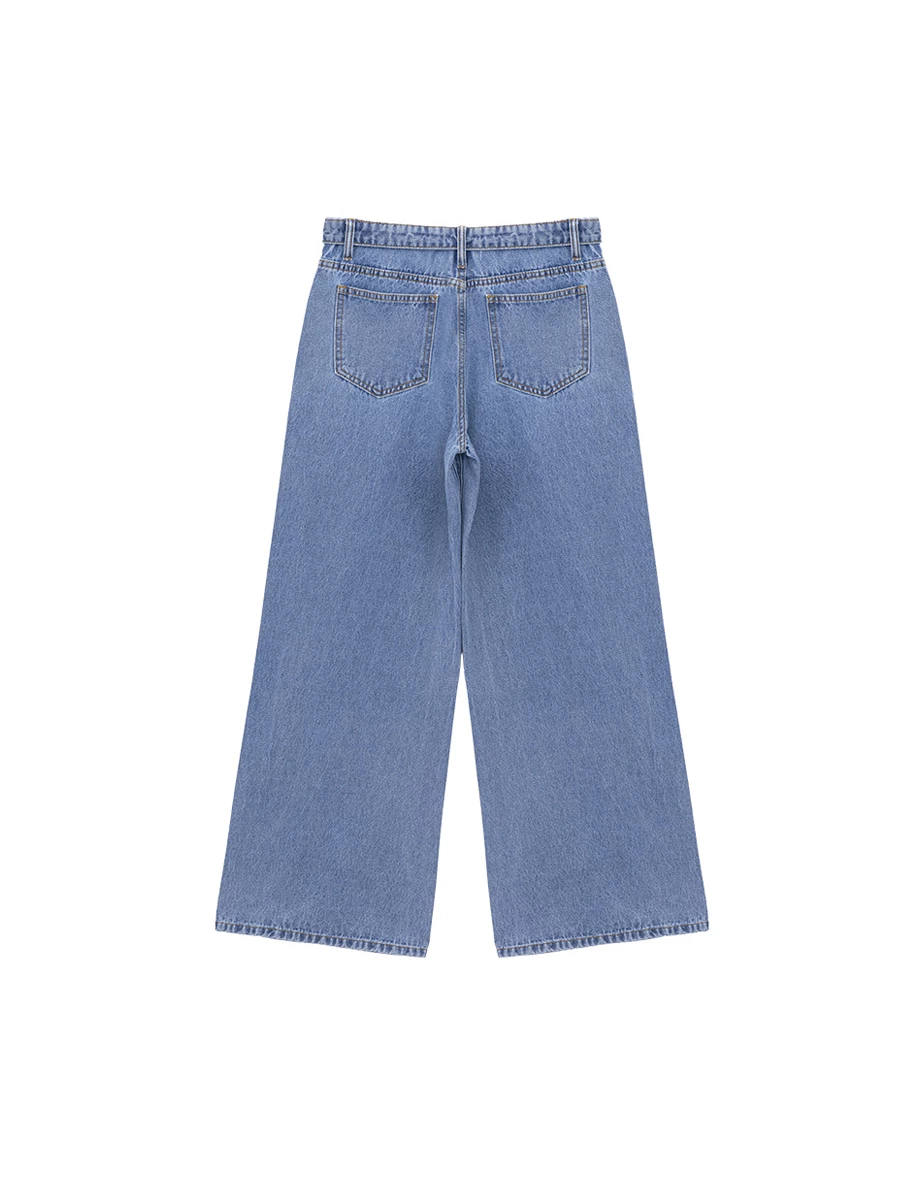 Low Waist Foldover Jeans Denim Wide Leg Pants Low Waist Foldover Jeans Denim Wide Leg Pants