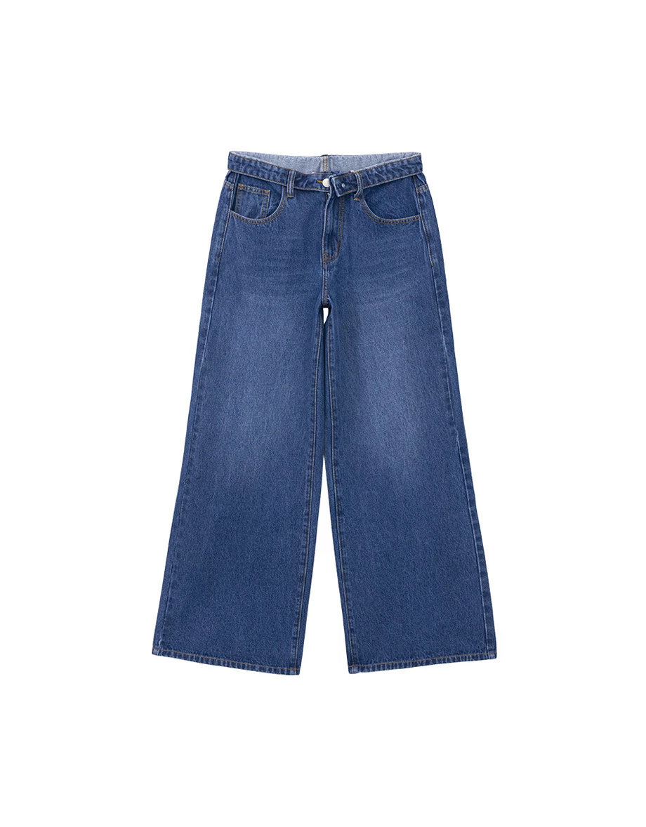 Low Waist Foldover Jeans Denim Wide Leg Pants Low Waist Foldover Jeans Denim Wide Leg Pants