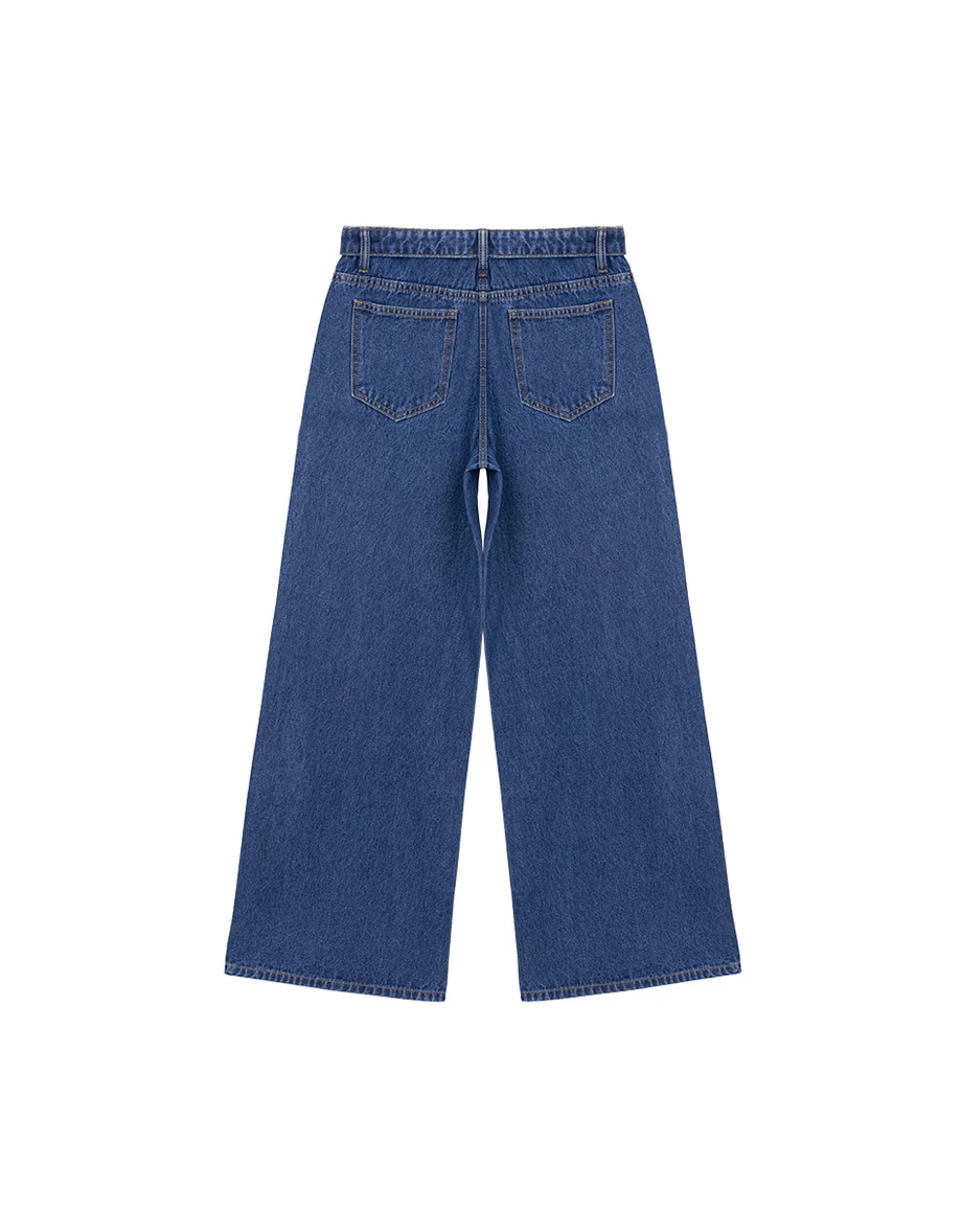 Low Waist Foldover Jeans Denim Wide Leg Pants Low Waist Foldover Jeans Denim Wide Leg Pants