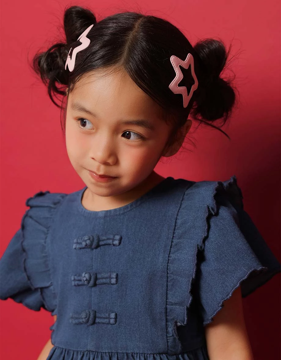 Denim Family CNY Qipao DRESS Ruffle Flutter Sleeve Jeans Cheongsam (Kids Girls) Denim Family CNY Qipao DRESS Ruffle Flutter Sleeve Jeans Cheongsam (Kids Girls)