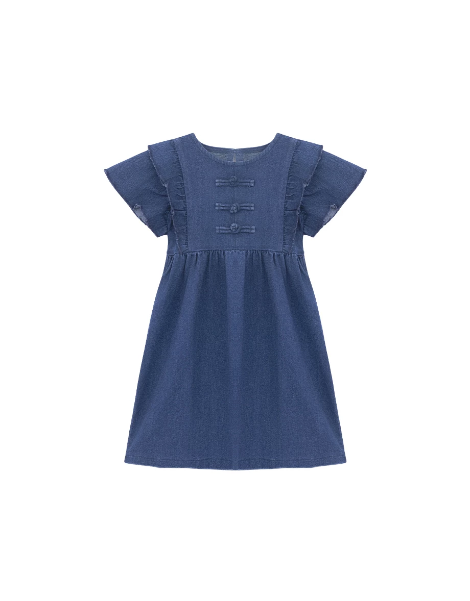 Denim Family CNY Qipao DRESS Ruffle Flutter Sleeve Jeans Cheongsam (Kids Girls) Denim Family CNY Qipao DRESS Ruffle Flutter Sleeve Jeans Cheongsam (Kids Girls)
