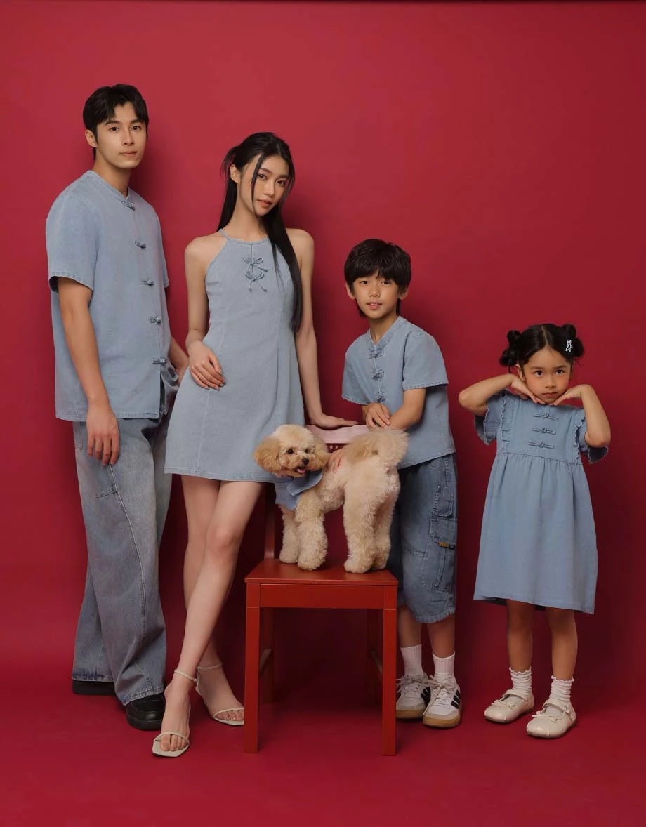 Denim Family CNY Qipao DRESS Ruffle Flutter Sleeve Jeans Cheongsam (Kids Girls) Denim Family CNY Qipao DRESS Ruffle Flutter Sleeve Jeans Cheongsam (Kids Girls)