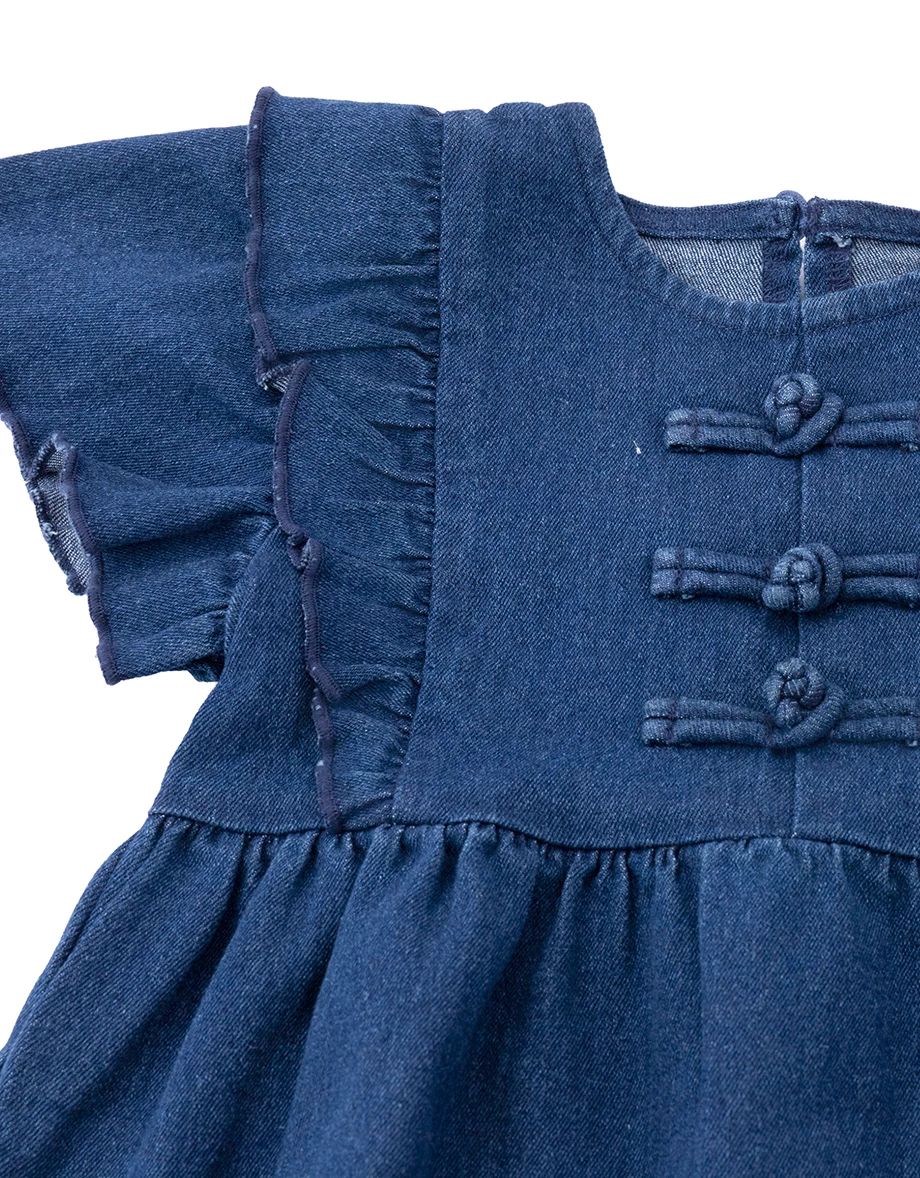 Denim Family CNY Qipao DRESS Ruffle Flutter Sleeve Jeans Cheongsam (Kids Girls) Denim Family CNY Qipao DRESS Ruffle Flutter Sleeve Jeans Cheongsam (Kids Girls)