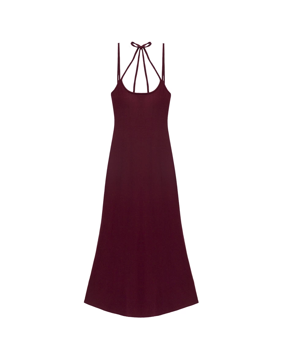 【Heat Tech】Multiway Tie Open Back Flared Hem Padded Maxi Dress