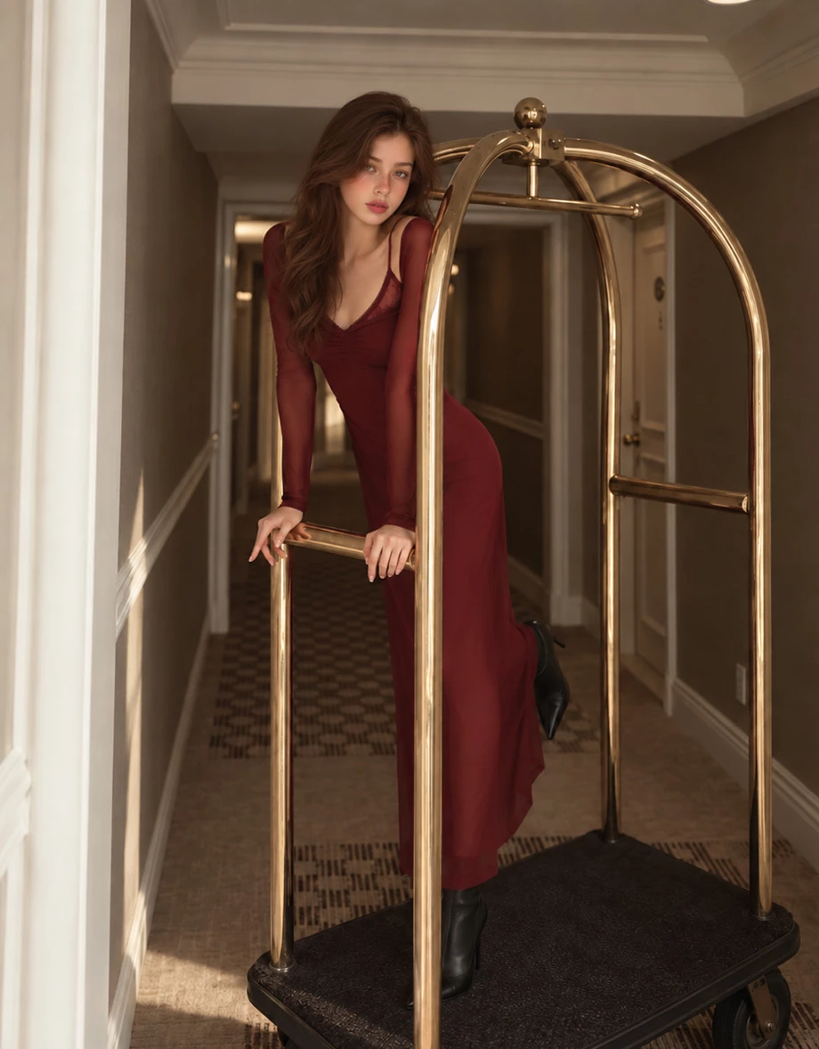 Ruched Bust Lace Panelled Double Strap Padded Maxi Dress