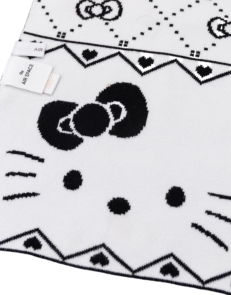 【Hello Kitty】滿版毛織圖案雙色圍巾 黑色款/粉色款 【Hello Kitty】滿版毛織圖案雙色圍巾 黑色款/粉色款