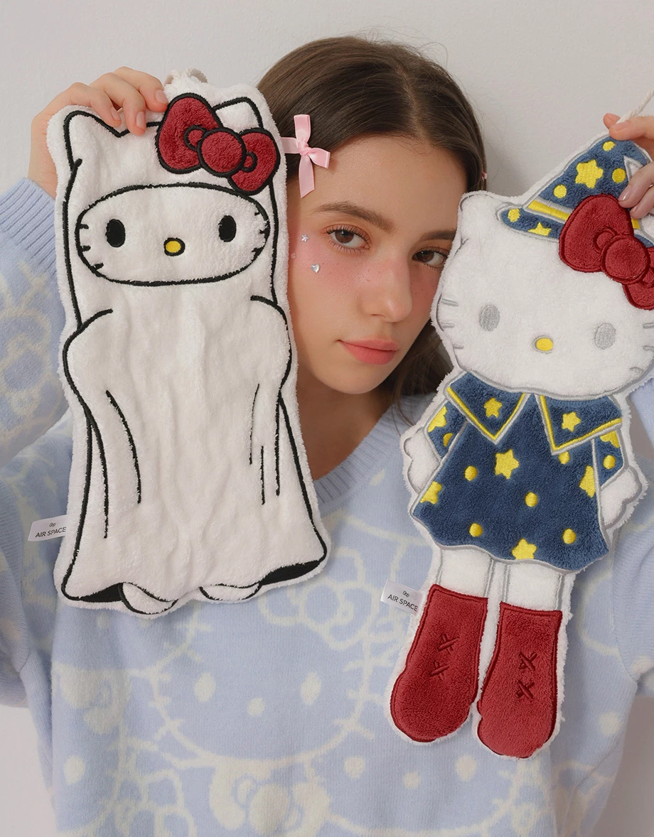 【Hello Kitty】長腿Kitty造型細絨擦手巾 【Hello Kitty】長腿Kitty造型細絨擦手巾