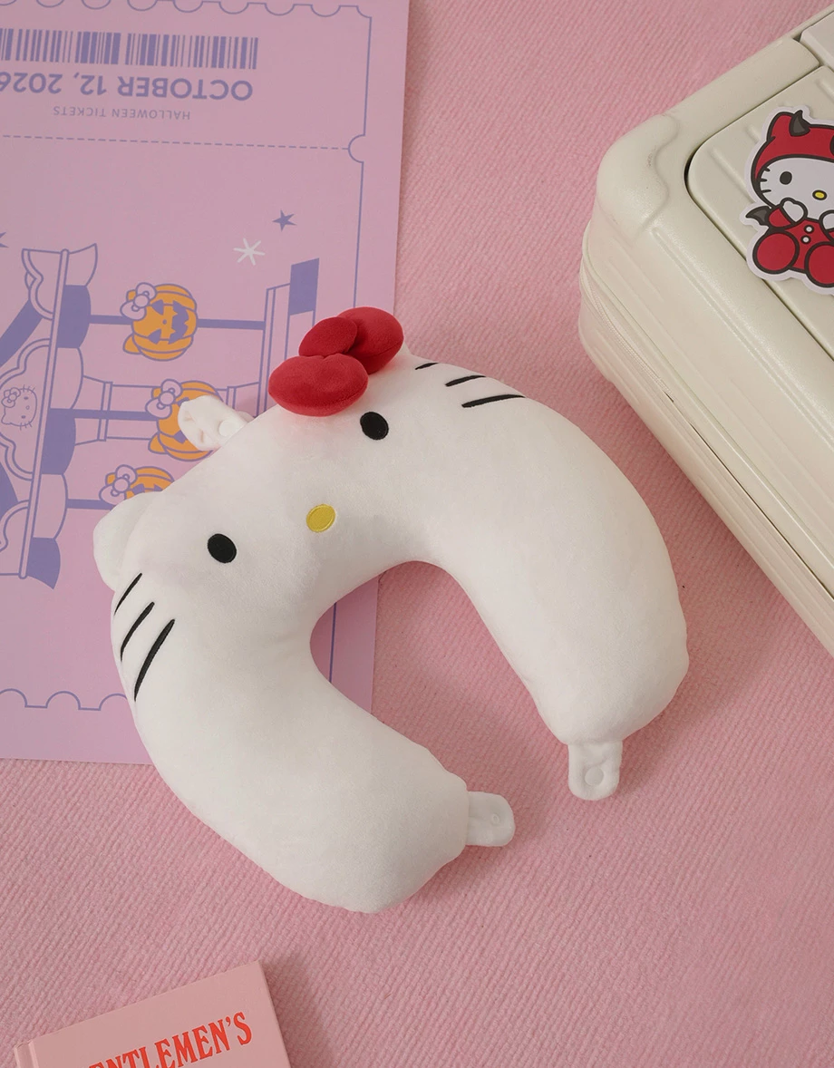 【Hello Kitty】一體式翻面收納細絨造型頸枕 【Hello Kitty】一體式翻面收納細絨造型頸枕