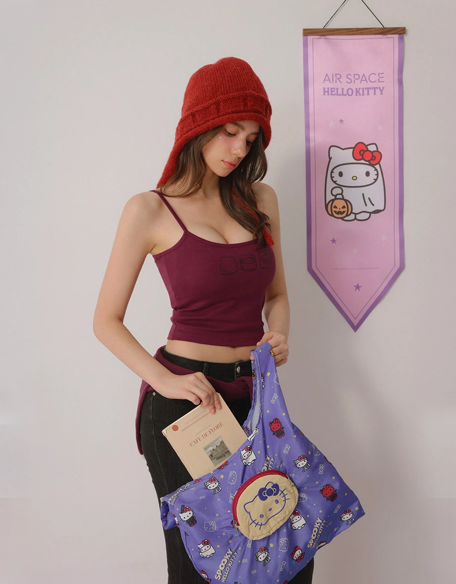 【Hello Kitty】一體式翻面收納購物袋絨毛大頭吊飾 【Hello Kitty】一體式翻面收納購物袋絨毛大頭吊飾
