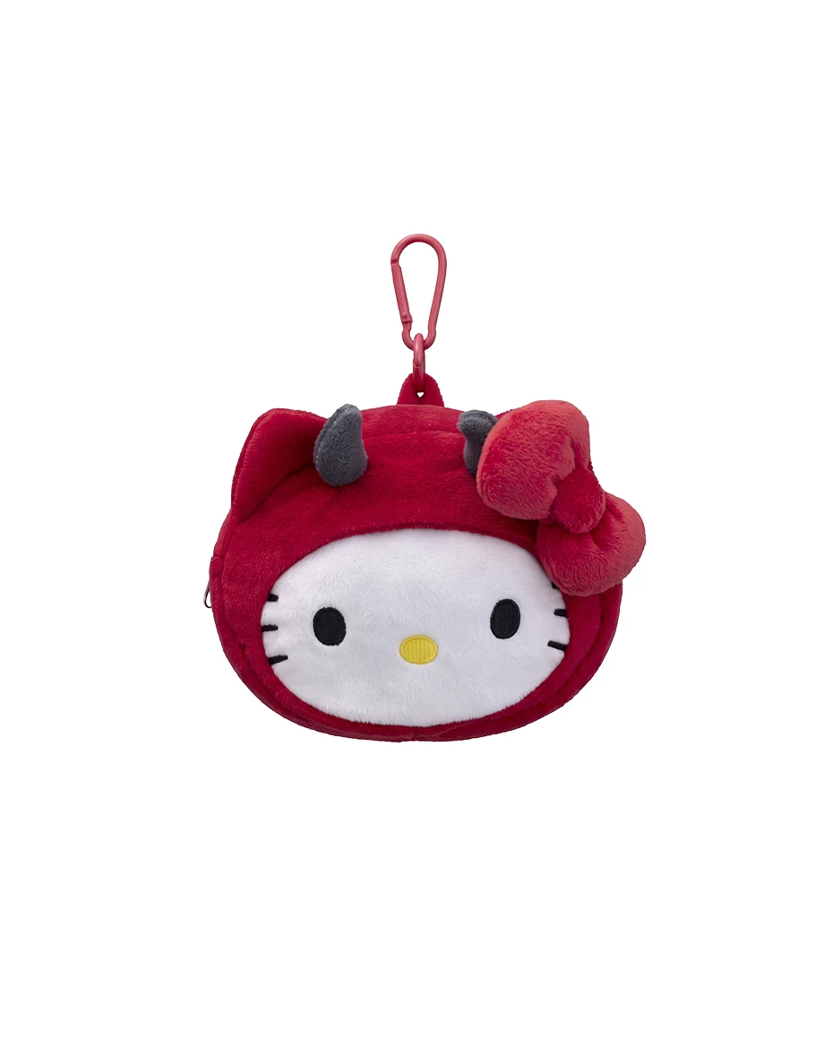 【Hello Kitty】一體式翻面收納購物袋絨毛大頭吊飾