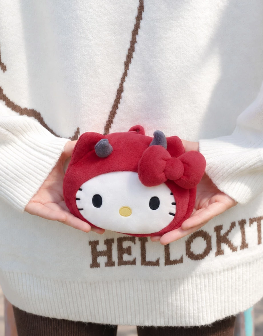 【Hello Kitty】一體式翻面收納購物袋絨毛大頭吊飾 【Hello Kitty】一體式翻面收納購物袋絨毛大頭吊飾