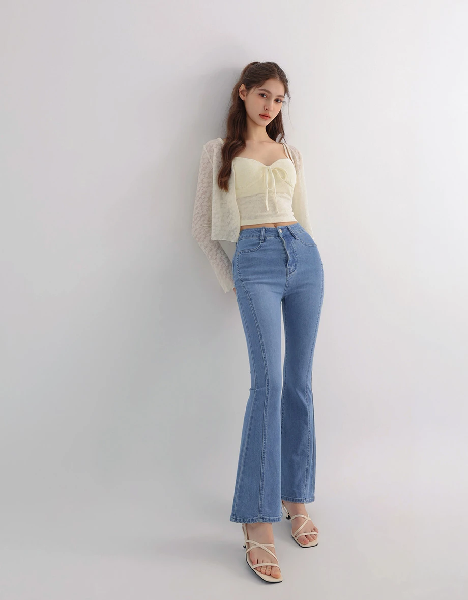 Flare Sleeve Open Front Shrug and Floral Lace Camisole Top Set Wear Flare Sleeve Open Front Shrug and Floral Lace Camisole Top Set Wear