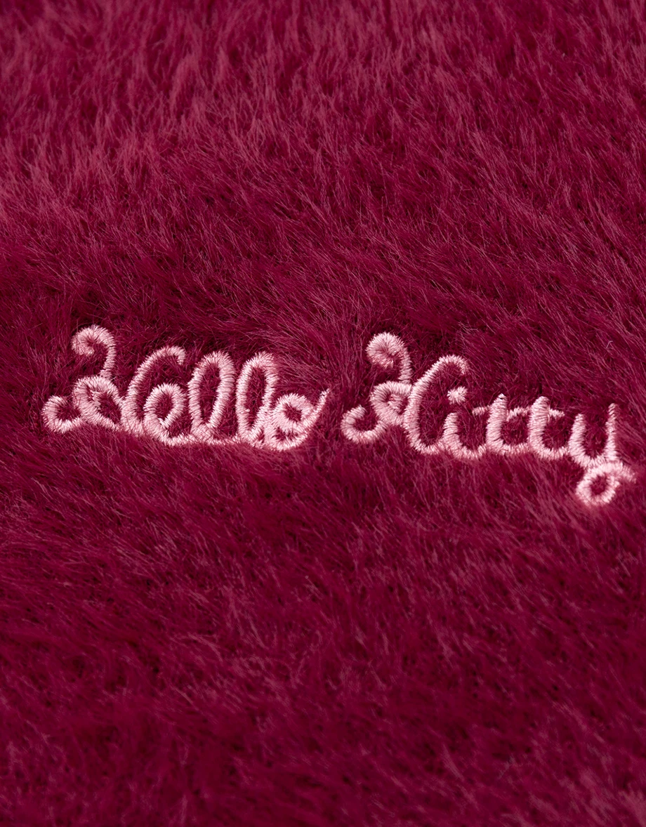 【Hello Kitty】美背緹花立體蝴蝶結V領長袖長版絨毛針織開襟衫 【Hello Kitty】美背緹花立體蝴蝶結V領長袖長版絨毛針織開襟衫