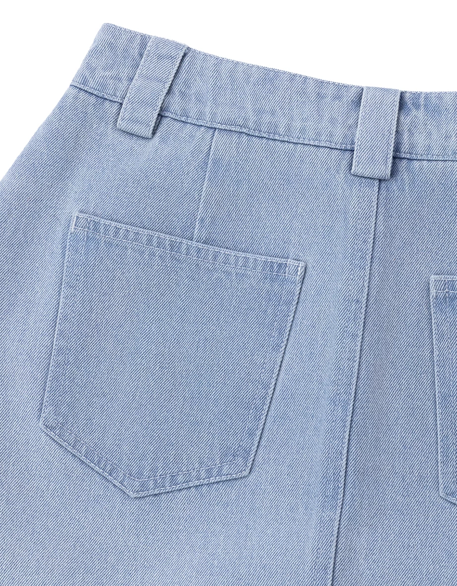High Waist Side Slit A Line Jeans Denim Mini Skort High Waist Side Slit A Line Jeans Denim Mini Skort
