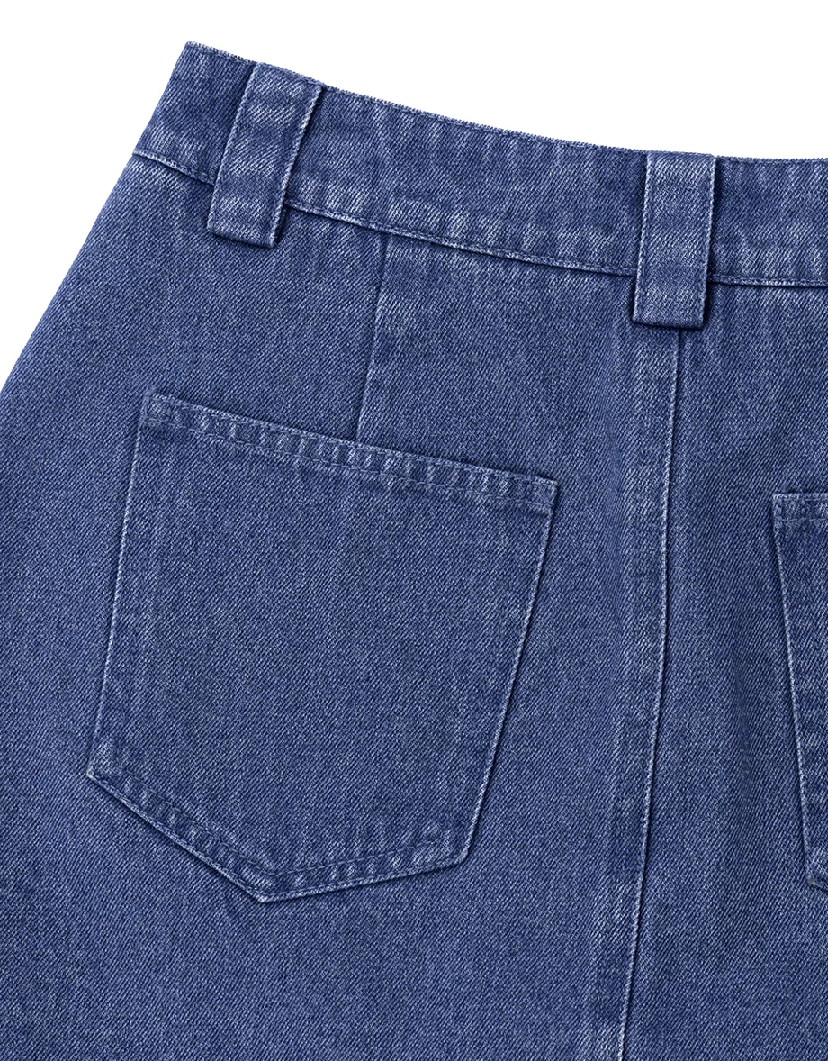 High Waist Side Slit A Line Jeans Denim Mini Skort High Waist Side Slit A Line Jeans Denim Mini Skort