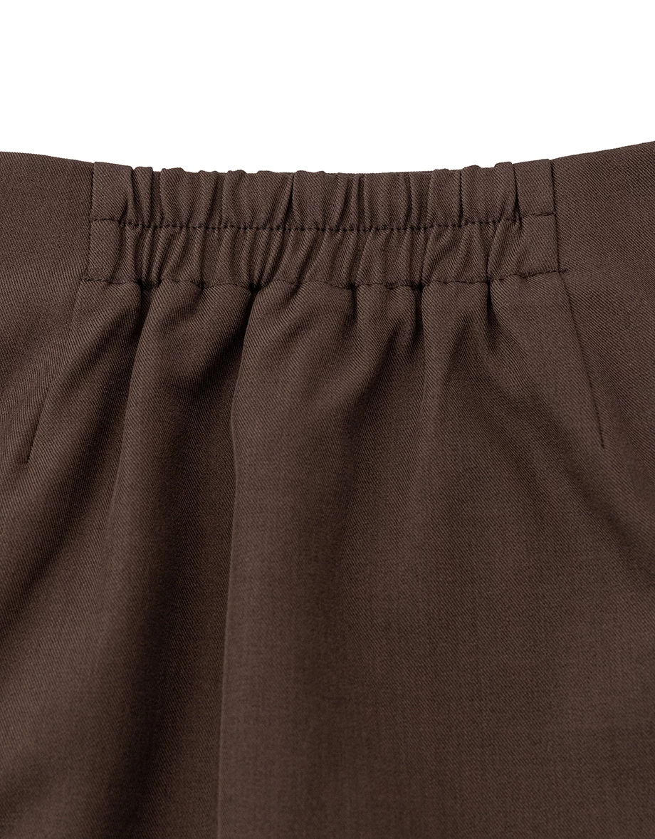 High Waist Lace Hem Front Slit Tailored Mini Skirt