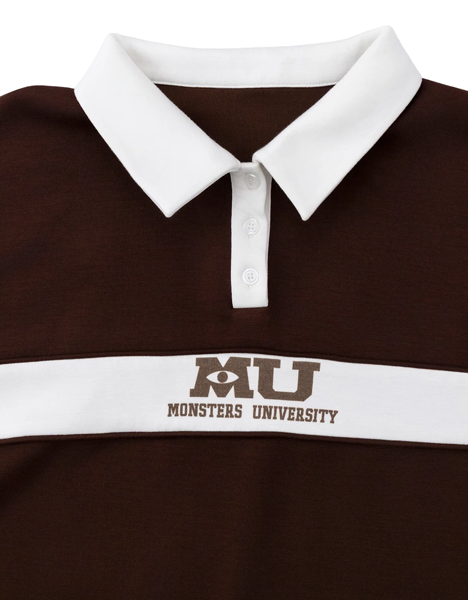 【迪士尼系列】怪獸大學 印花撞色翻領寬版大學TEE