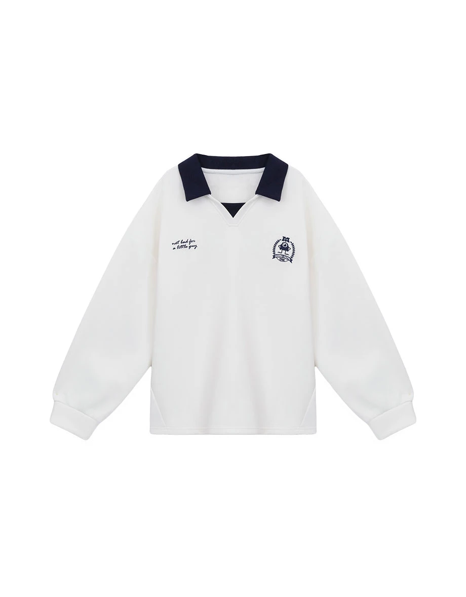 【迪士尼系列】怪獸大學 學院風撞色POLO領刺繡圖字長袖上衣(男款) 【迪士尼系列】怪獸大學 學院風撞色POLO領刺繡圖字長袖上衣(男款)