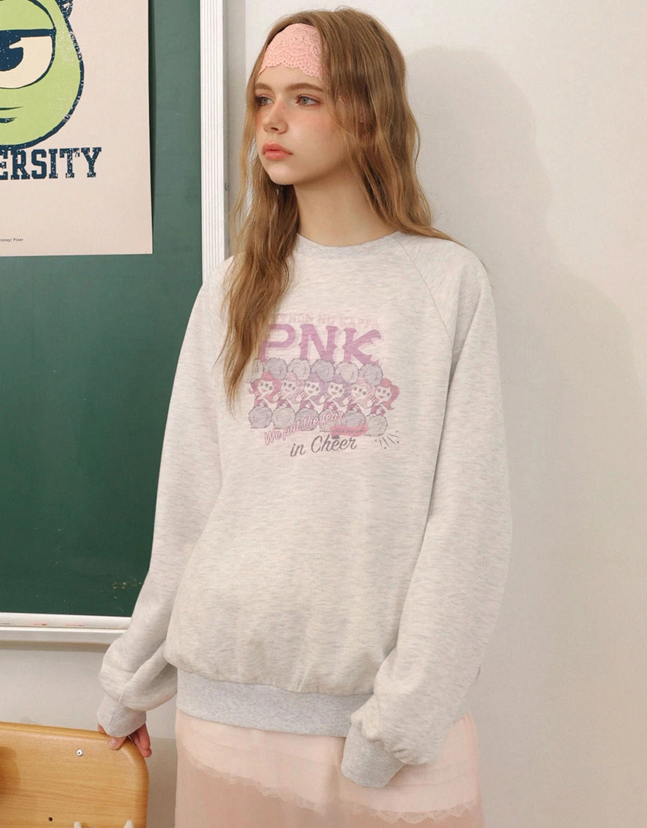 【迪士尼系列】怪獸大學 印花圓領長袖寬版大學TEE