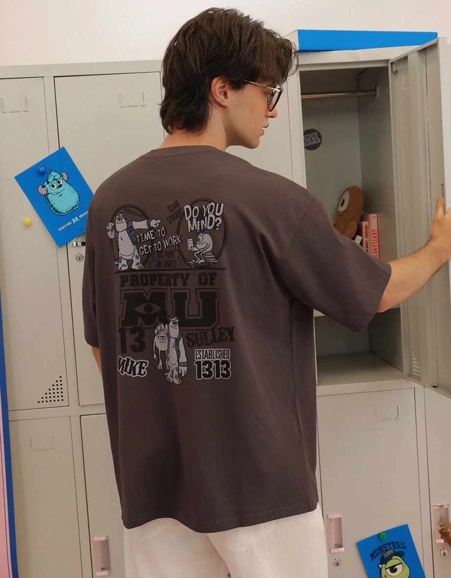 【迪士尼系列】怪獸大學 前後印花圓領短袖寬版TEE(男款)