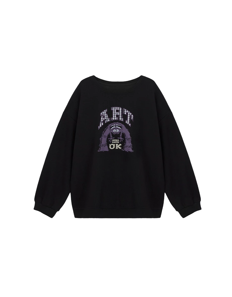 【迪士尼系列】怪獸大學 印花貼布繡圓領長袖寬版大學 TEE(男款)