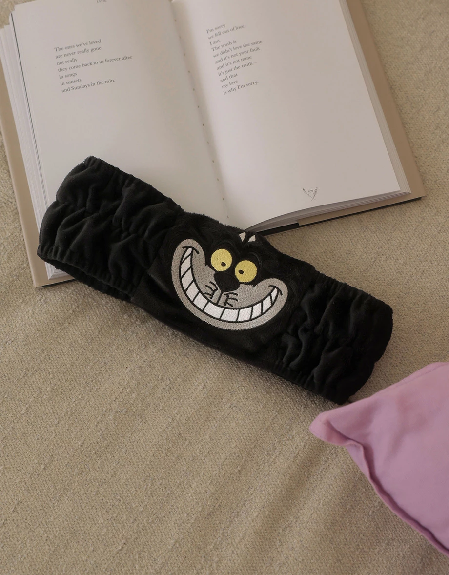 【迪士尼系列】愛麗絲 妙妙貓款刺繡造型洗臉髮帶