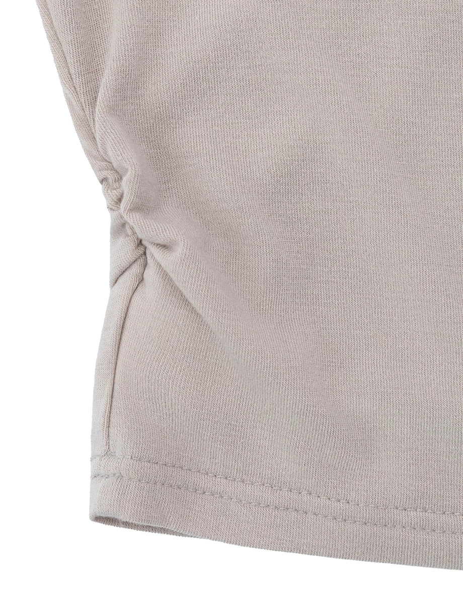 Round Neck Side Ruched Fitted Crop Top Round Neck Side Ruched Fitted Crop Top