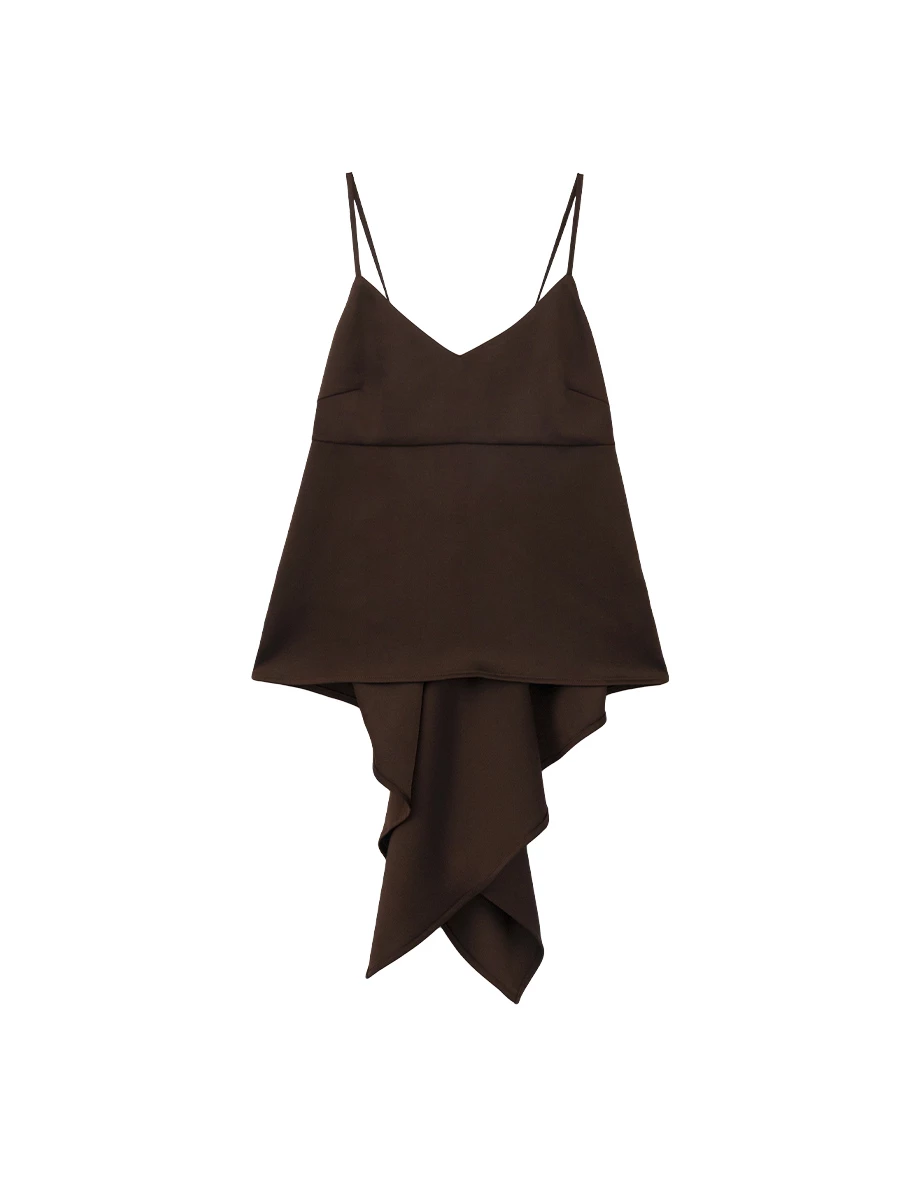 V Neck Open Back Draped Hem Cami Top V Neck Open Back Draped Hem Cami Top