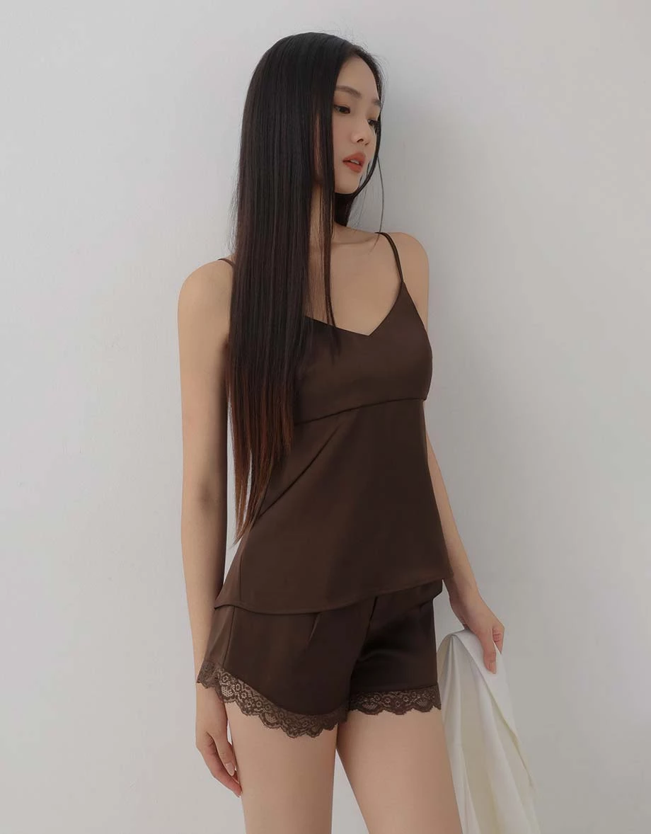 V Neck Open Back Draped Hem Cami Top V Neck Open Back Draped Hem Cami Top
